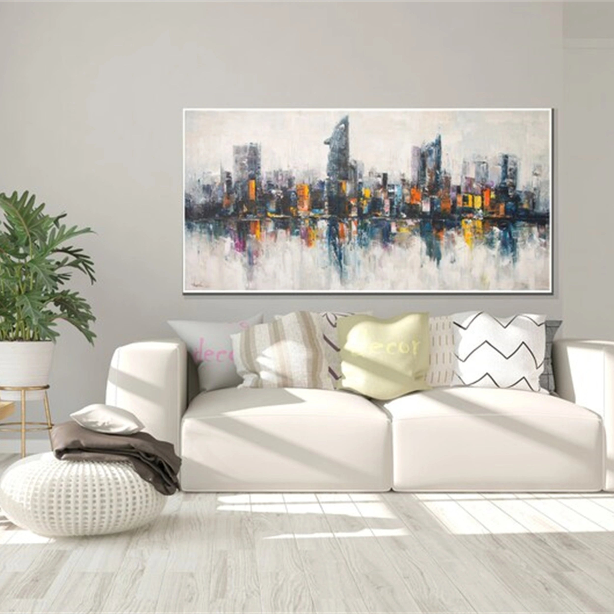 Urban Landscape Painting #UL 017 - Modern Cityscape Wall Art for Home & Office Decor | Perfect for Living Room, Bedroom or Workspace