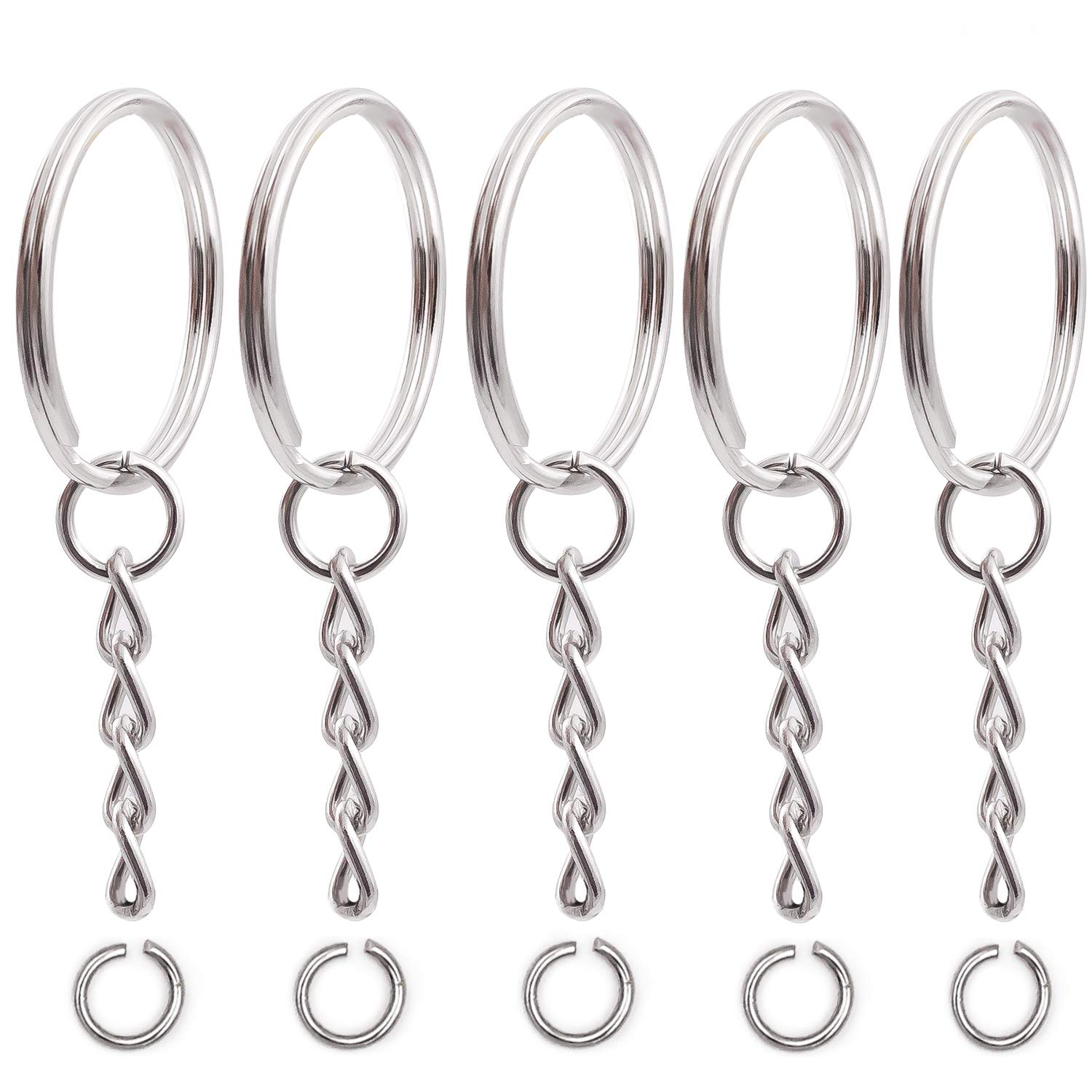 KINJOEK 400 PCS 1 Inch 25mm Key Chain Rings - Nickel Plated Metal Split Keychain Rings with Open Jump Ring - DIY Key Ring Connector Accessories for Keys, Jewelry Making, Craft Projects & Gift Packaging