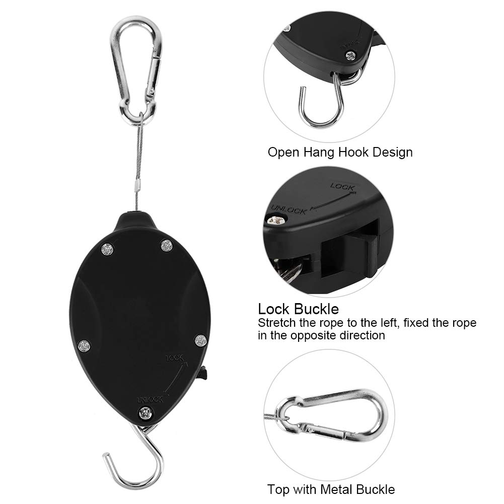 2Pcs Heavy Duty Retractable Hanging Basket Pulley - Adjustable Plant Hanger with Telescopic Hook for Flower Pots, Bird Feeders & Home Decor - Perfect for Balcony, Garden & Indoor Plant Display