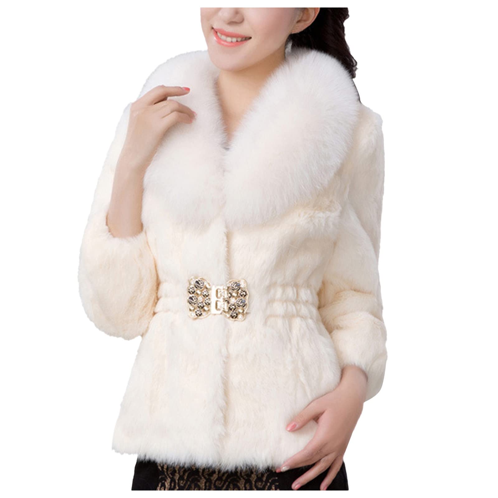 Women's Winter Thick Faux Fur Fleece Coat - Warm Fuzzy Jacket with Pockets for Cold Weather | Perfect for Outdoor Activities, Casual Wear & Holiday Outfits