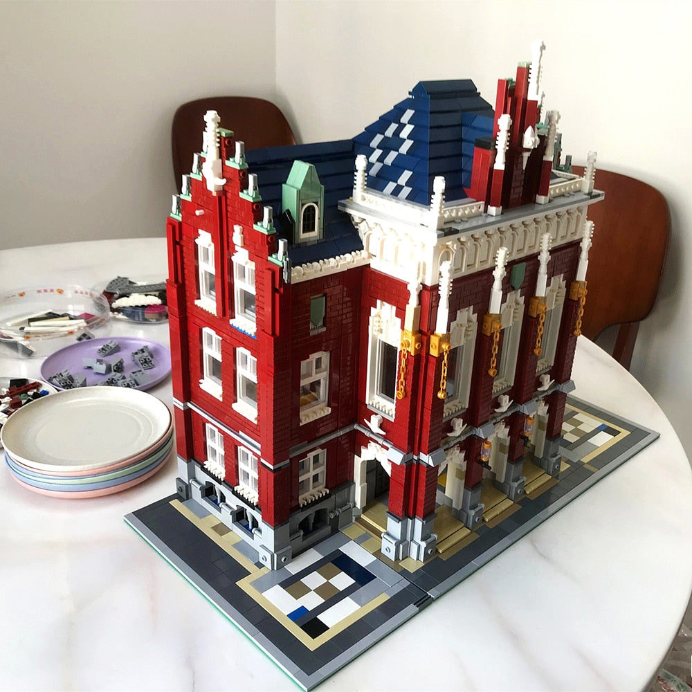 JIE STAR 89123 Red Brick University Building Blocks Set - 6355pcs STEM Educational Toy for Kids, Creative Construction Bricks for School Projects, Birthday Gifts & Home Decoration