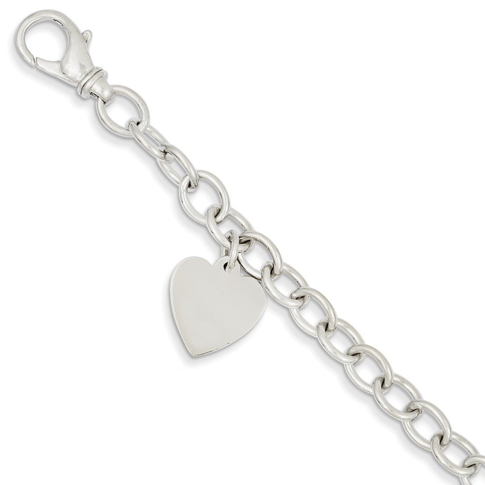 14K White Gold Heart Charm Link Bracelet for Women - Elegant Jewelry Gift for Valentine's Day, Anniversary & Special Occasions