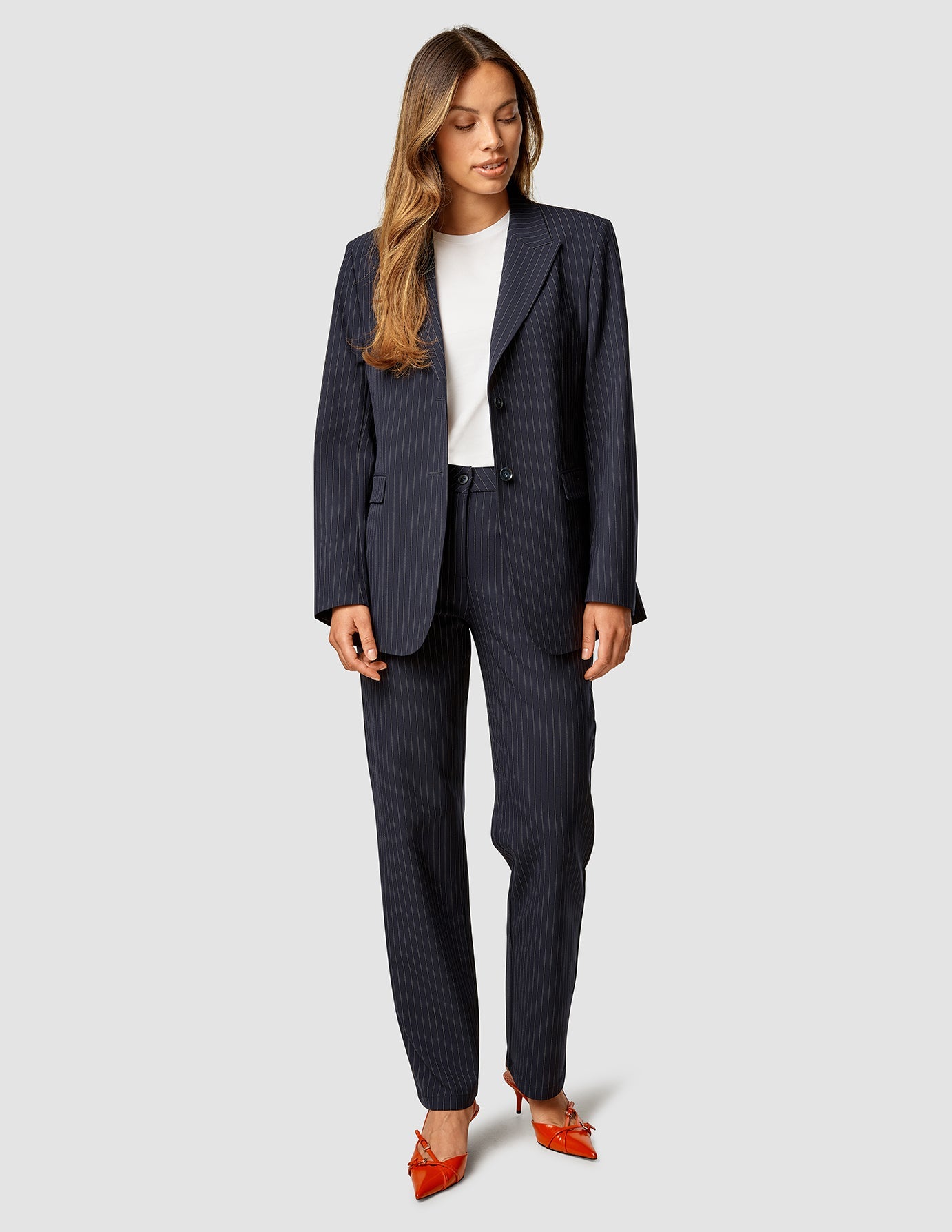 Essential Navy Pinstripe Blazer for Men - Classic Business & Formal Wear for Office, Weddings & Special Occasions