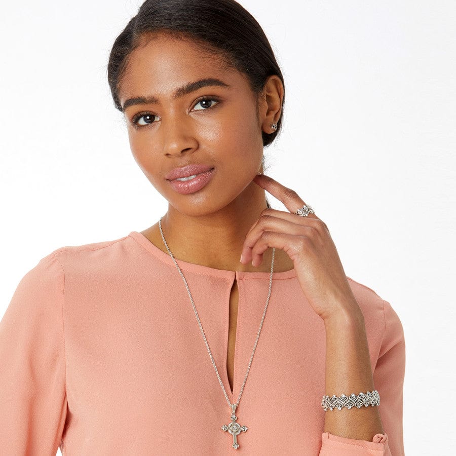 Alcazar Heart Small Cross Necklace for Women - Dainty Gold Religious Pendant Jewelry Gift for Her - Perfect for Church, Weddings & Everyday Wear