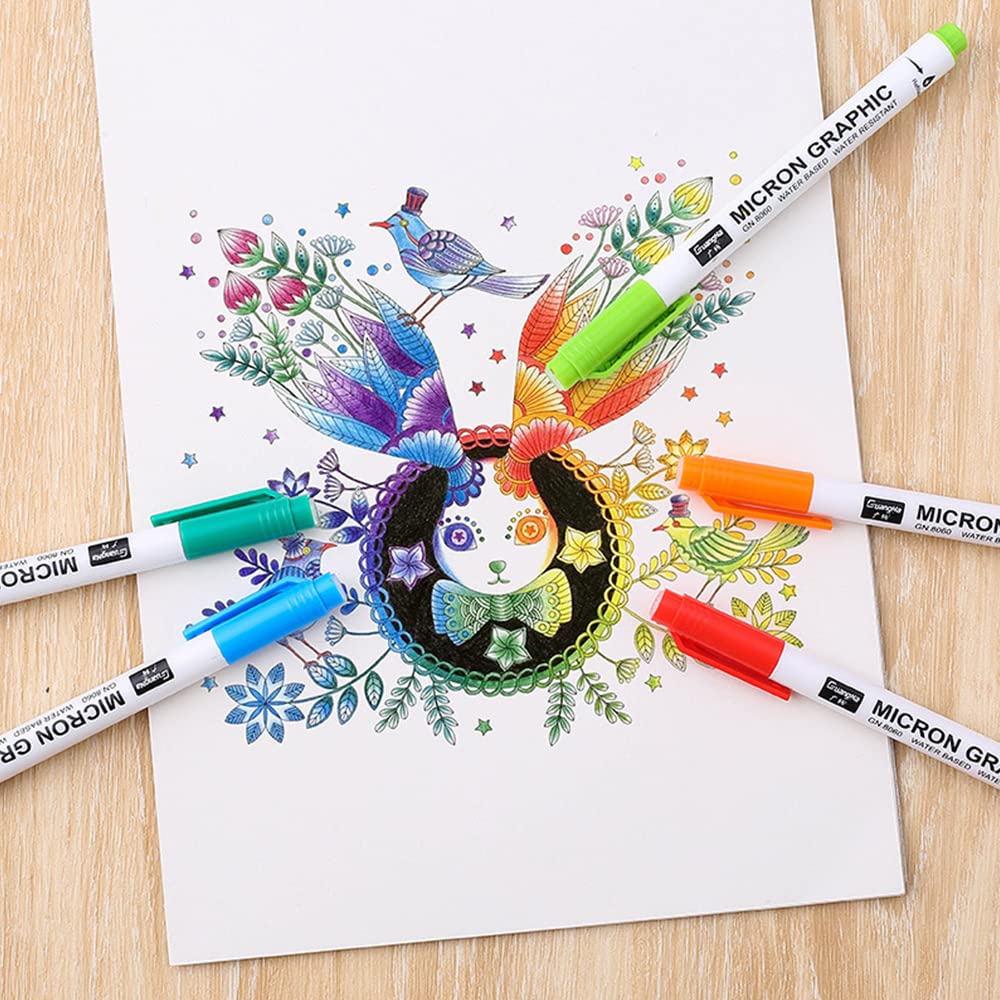 0.5mm Micro-Line Fine Liner Pens - Ultra-Precise Felt Tip Drawing Pens for Artists, Sketching, Anime & Manga Art - Professional Inking Pens for Calligraphy, Bullet Journaling & Detailed Illustrations (Bright Colors)
