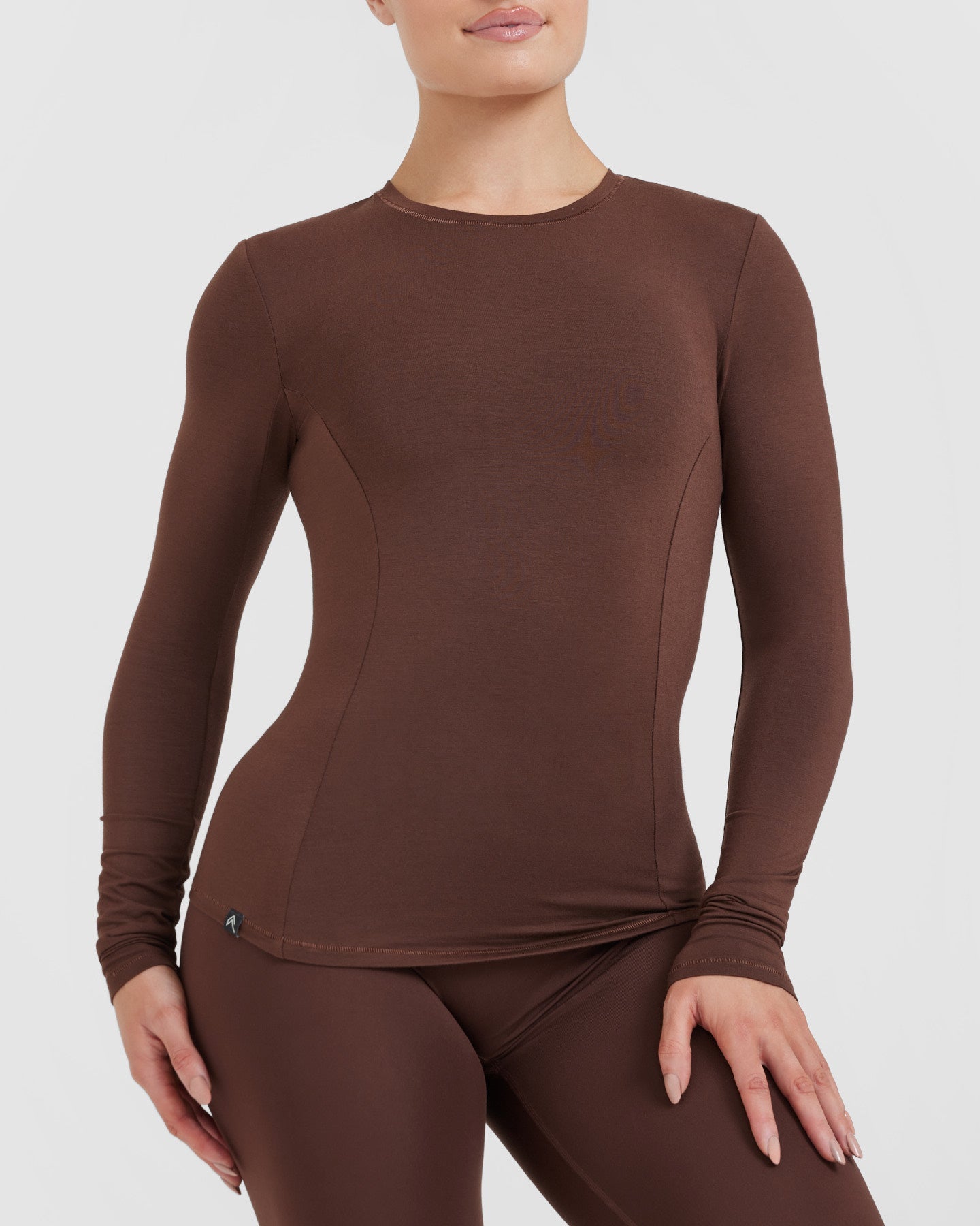 Mellow™ Soft Long Sleeve Top for Women - Comfortable Stretch Crewneck Shirt in Espresso Brown | Perfect for Work, Casual Outfits & Layering