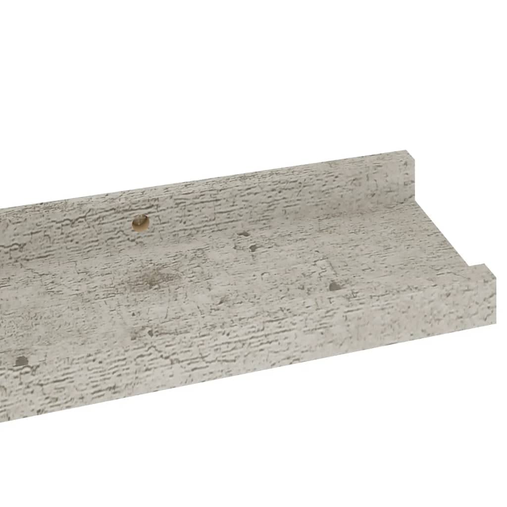 Modern MDF Wall-Mounted Storage Shelves 4-Pack, Space-Saving Concrete Gray Floating Shelves - Perfect for Living Room, Bedroom, Office & Bathroom Organization & Decor