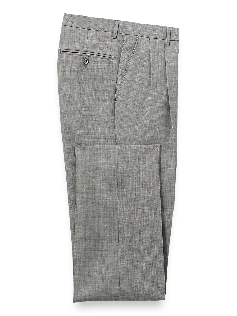 Premium Wool Sharkskin Pleated Dress Pants for Men - Classic Grey Office & Business Formal Wear - Comfortable & Stylish for Work, Weddings & Special Occasions