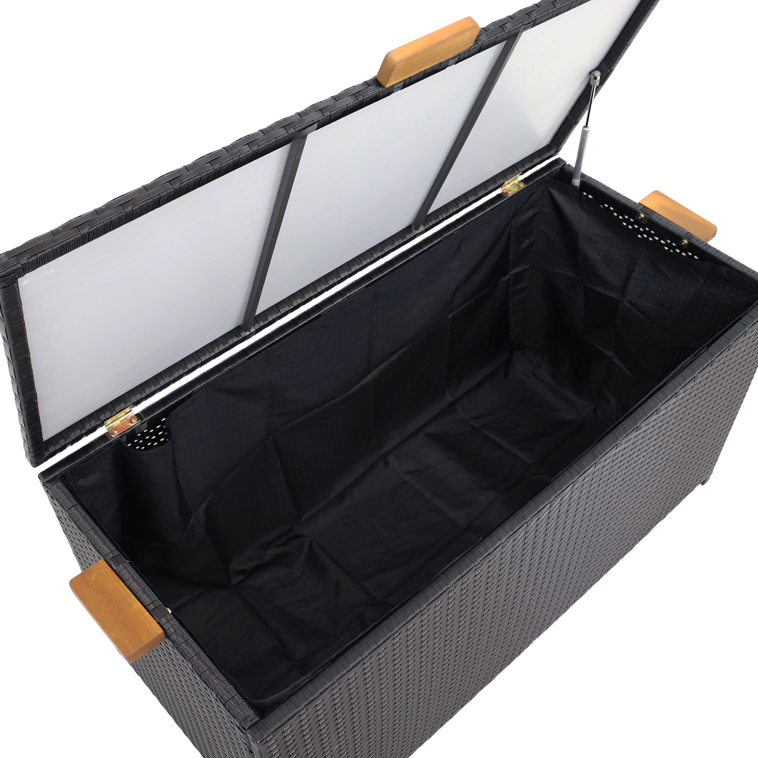 Sunnydaze 75 Gallon Resin Rattan Deck Box for Outdoor & Indoor Storage - Perfect for Patio, Garden, Poolside, and Backyard Organization