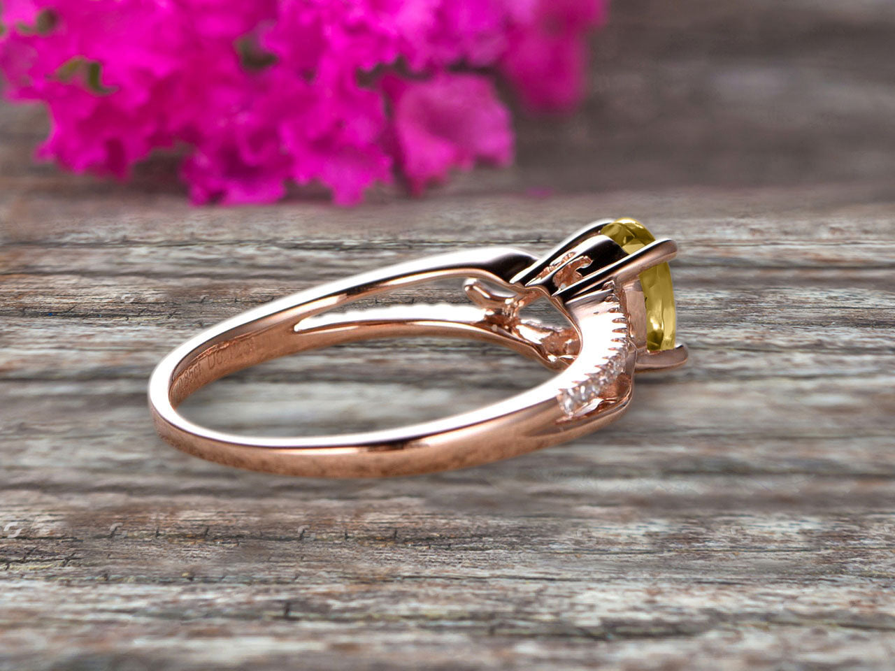 1.25 Carat Oval Cut Champagne Diamond Moissanite Engagement Ring - 10k Rose Gold Wedding Band with Shining Split Shank for Proposals, Anniversaries & Special Occasions