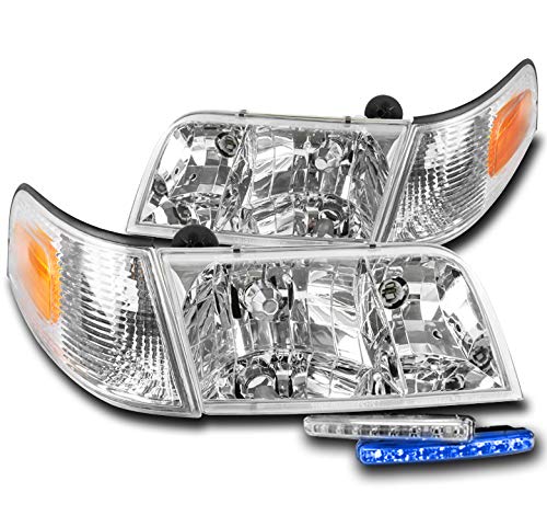 1998-2011 Ford Crown Victoria Replacement Chrome Headlights with 6