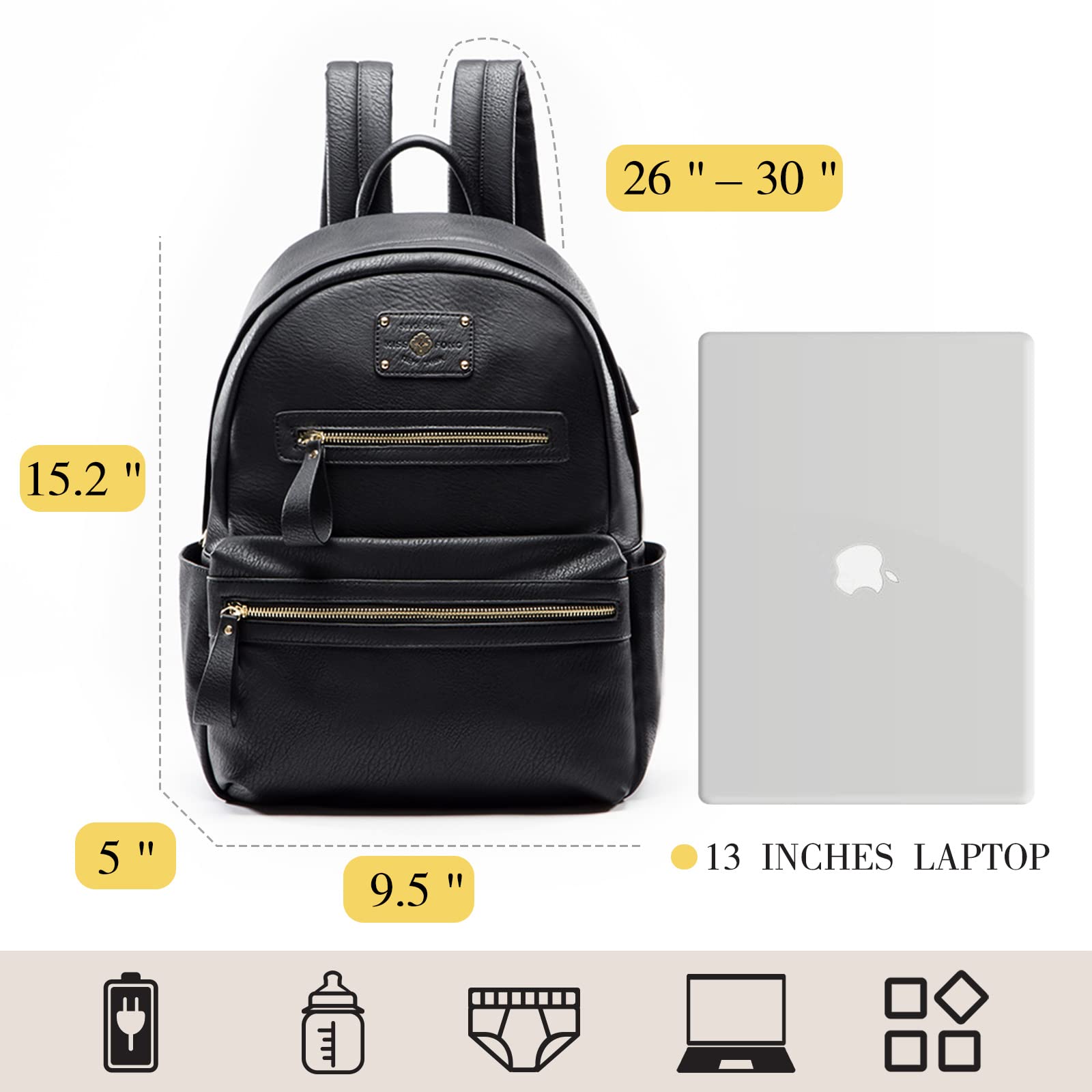 Premium Leather Diaper Backpack for Moms - Stylish Baby Bag with USB Charging Port & Changing Pad - Perfect for Travel, Daycare & On-the-Go Parenting