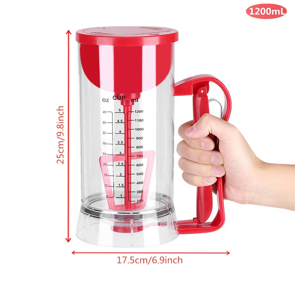 1200mL Electric Batter Dispenser - Automatic Cupcake, Pancake & Waffle Batter Mixer - Precise Measuring Cup for Baking Muffins, Pastry & Kitchen Use - Perfect for Home Bakeries, Breakfast Prep & Professional Kitchens