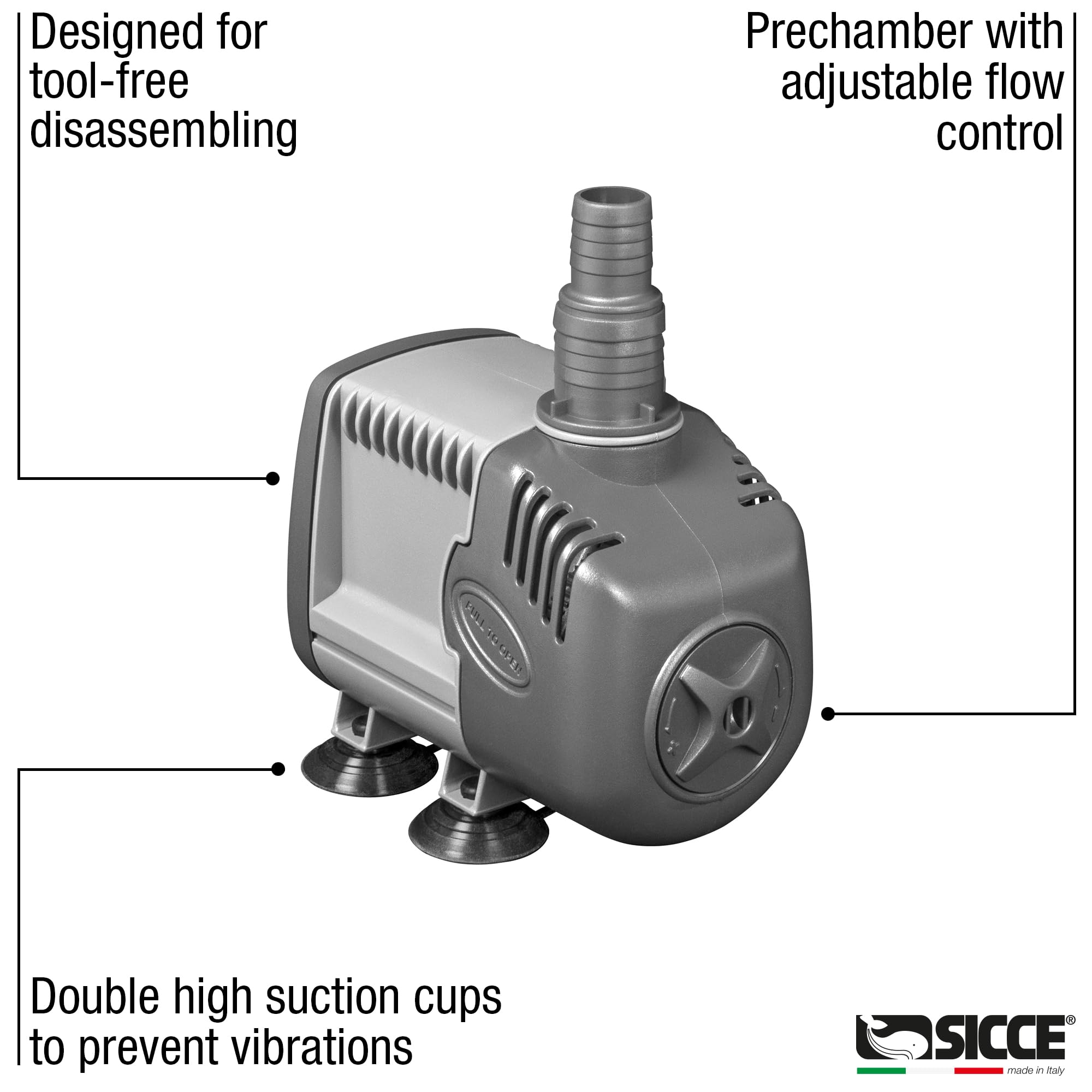 SICCE Syncra Silent 5.0 Submersible Water Pump 1321 GPH - Ultra Quiet Italian Made Aquarium Pump for Fish Tank, Pond, Fountain, Hydroponics | Durable 105W Freshwater & Saltwater Use | Perfect for Home Aquariums, Garden Ponds & Indoor Hydroponic Systems