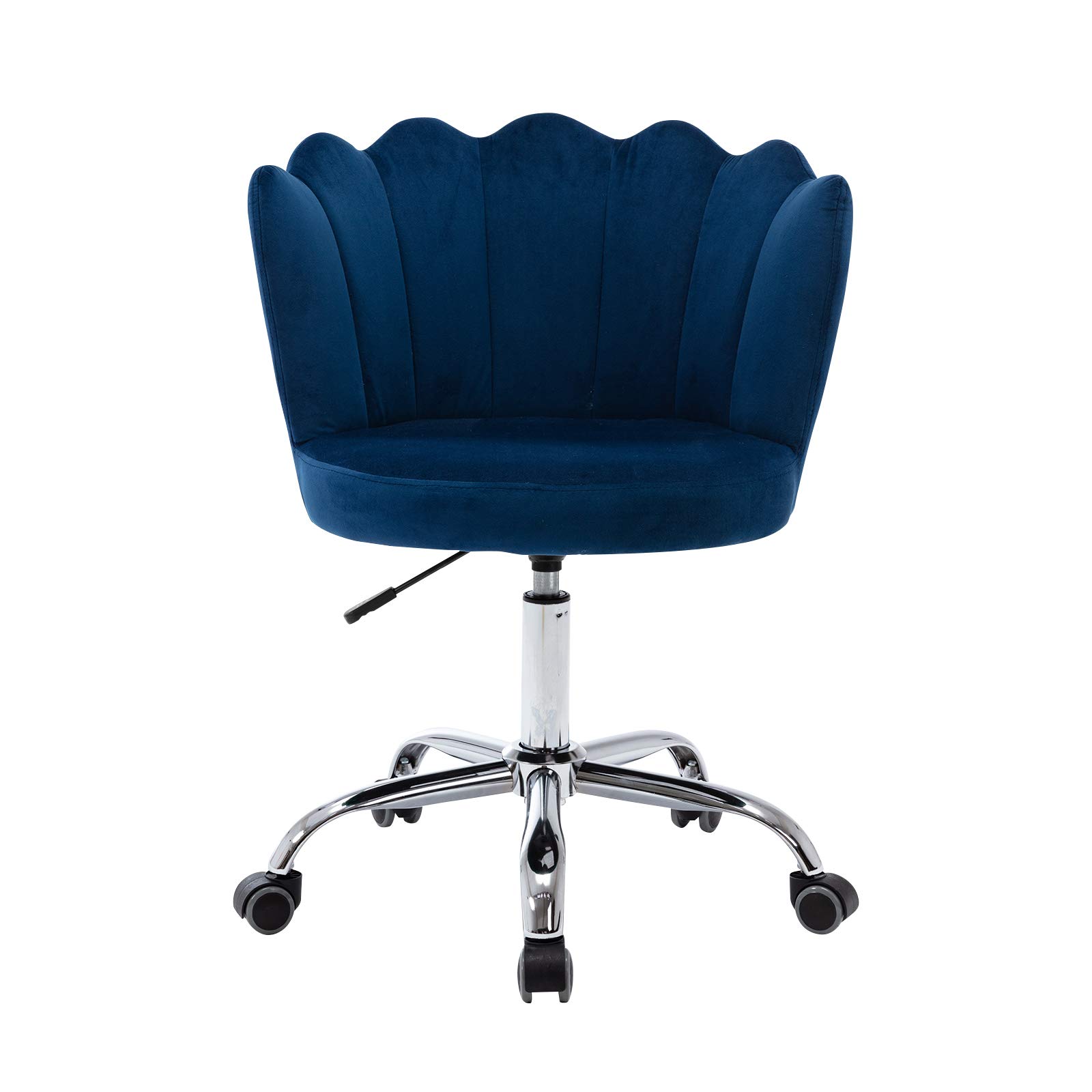 Modern Velvet Swivel Chair - Mid Century Upholstered Accent Chair with Adjustable Height | Velvet Desk Chair & Vanity Stool for Living Room, Bedroom & Home Office | Blue Velvet Leisure Armchair for Reading, Working & Relaxing
