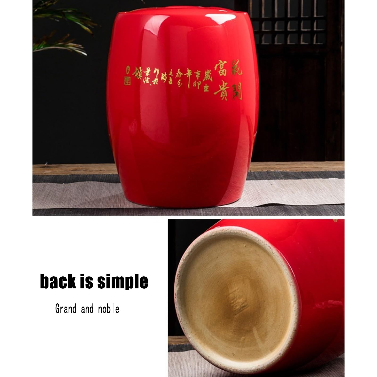Large Ceramic Rice Storage Jar with Lid - 5kg/10kg/15kg/25kg Capacity - Airtight Food Container for Rice, Flour & Dry Goods - Classic Home Kitchen Storage Solution - Perfect for Pantry Organization & Bulk Food Preservation (Red)