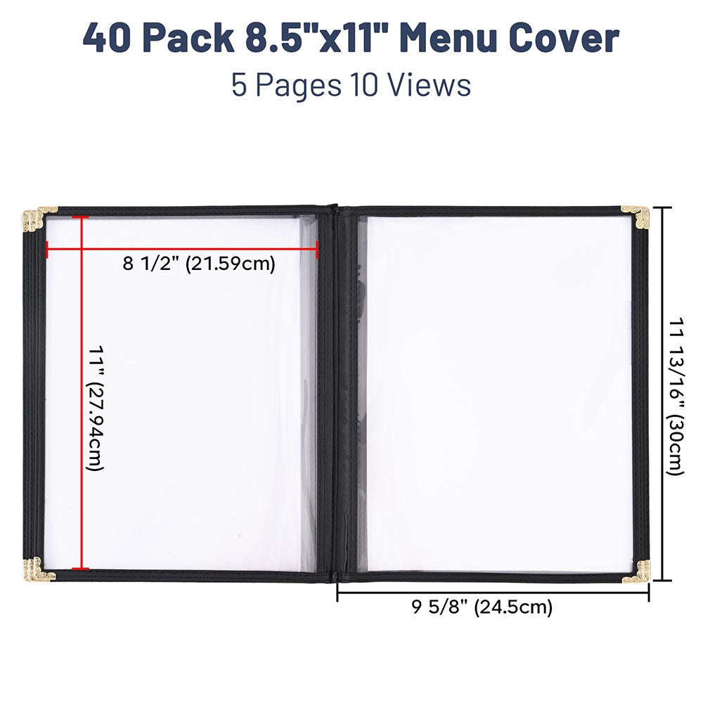 TheLAShop 8.5x11 Plastic Menu Covers - 10-Pocket Menu Holders, 40-Pack (40ct) for Restaurants, Cafes & Events - Durable & Waterproof Menu Protectors