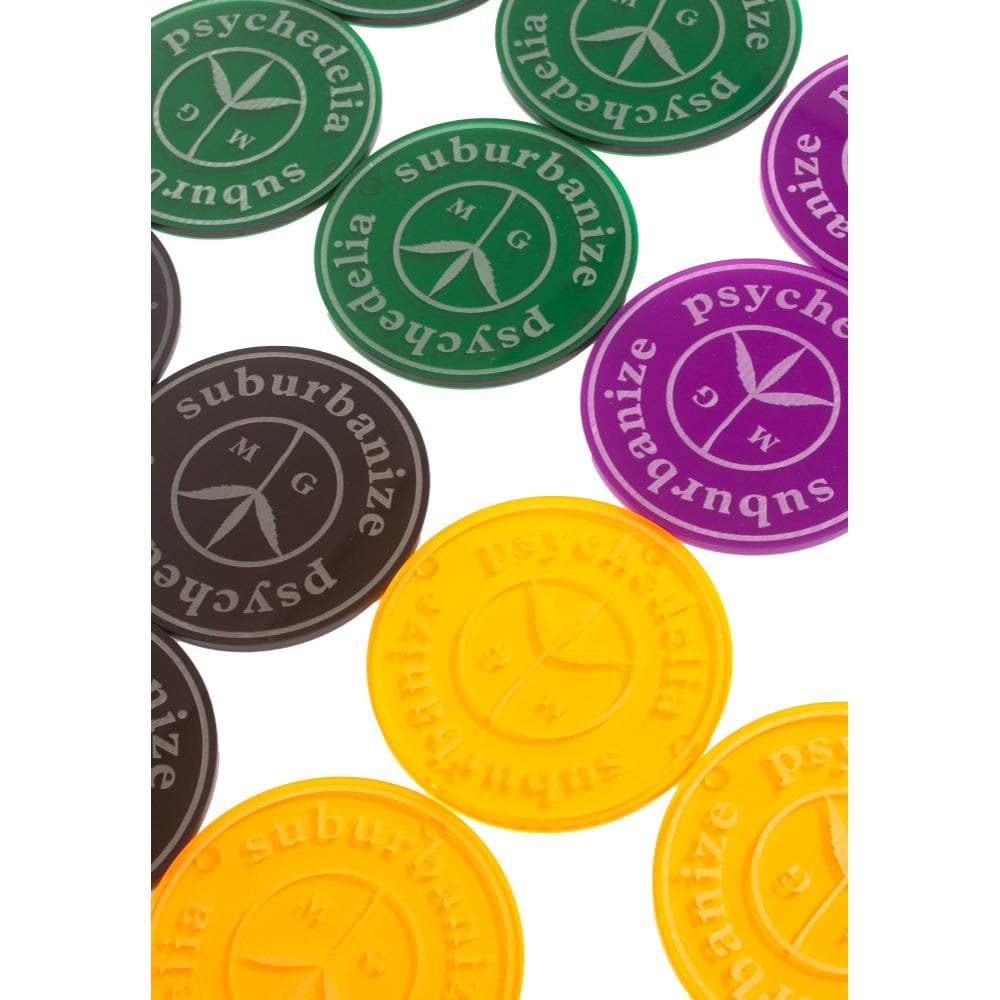 Mister Green Suburbanize Psychedelia Bong Coaster Set (4 Pack) - Vibrant Green - Perfect for Smoking Accessories & Glass Protection at Home or Parties