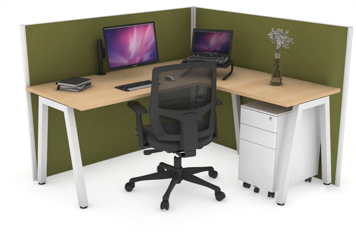 Horizon Quadro A Legs L-Shaped Corner Office Desk - 1600L x 1450W Large Workstation for Home & Business - Perfect for Small Spaces, Gaming & Remote Work