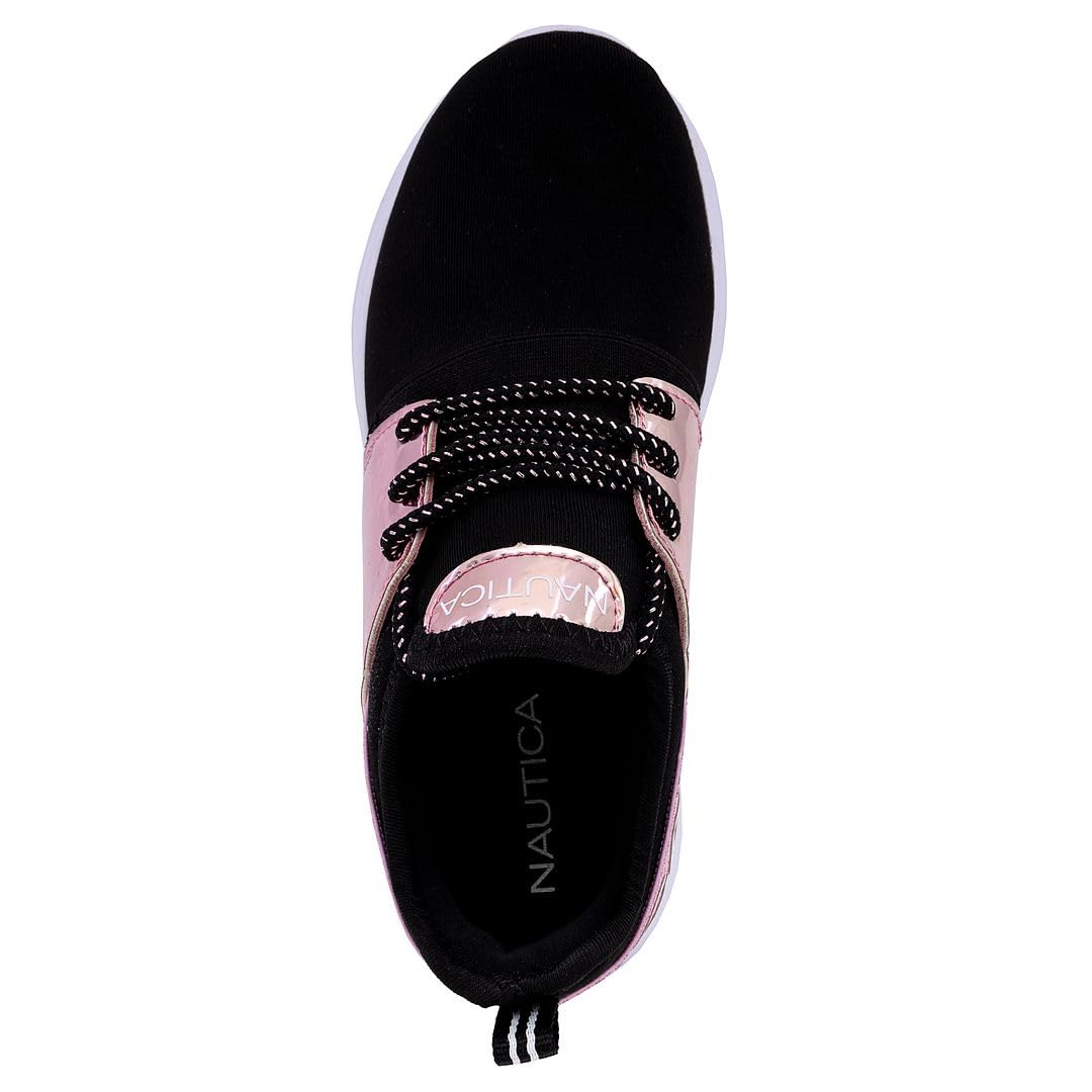 Nautica Kids Girls Metallic Fashion Sneakers - Lightweight Lace-Up Athletic Running Shoes for Toddler, Little & Big Kids - Perfect for School, Play & Everyday Wear