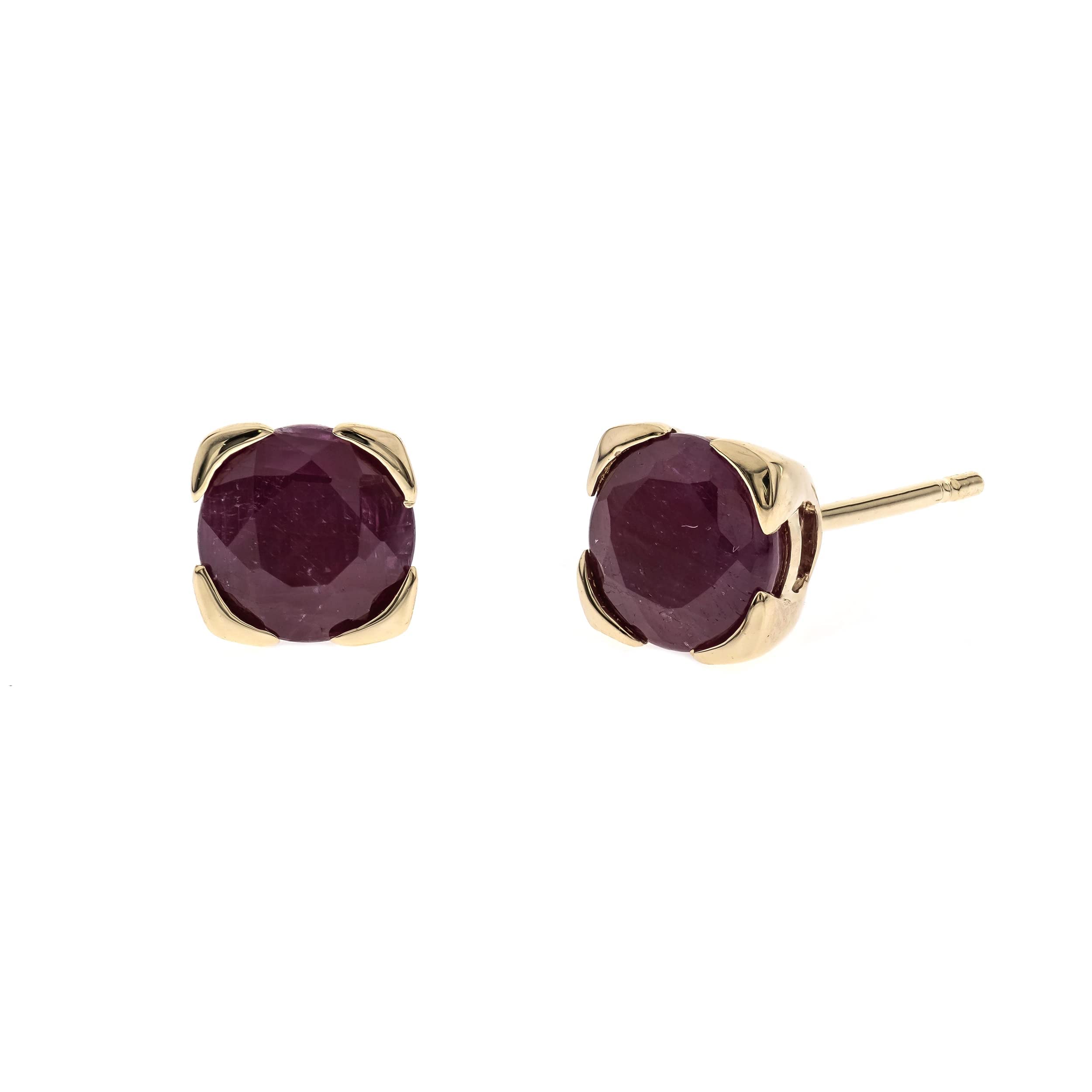 10K Yellow Gold Genuine Ruby Stud Earrings for Women | Round Cut Ethical Ruby Jewelry | Handcrafted Holiday Gift for Her | Perfect for Christmas, Birthday & Anniversary Gifts | Elegant Everyday Wear & Special Occasions