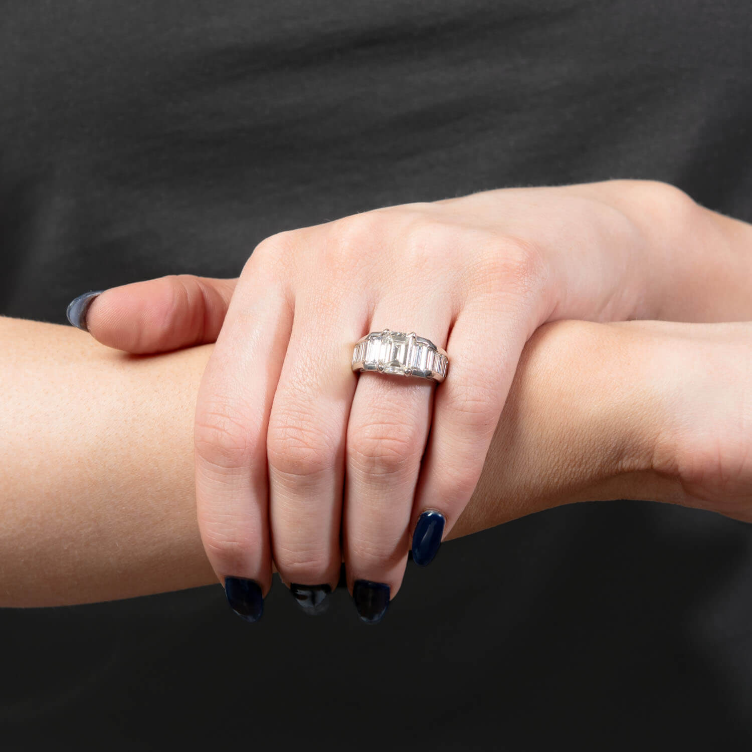 5.59ctw Platinum Emerald and Diamond Engagement Ring for Women - Vintage Style Wedding Band, Anniversary Gift, Proposal Jewelry (Perfect for Bridal, Valentine's Day & Special Occasions)