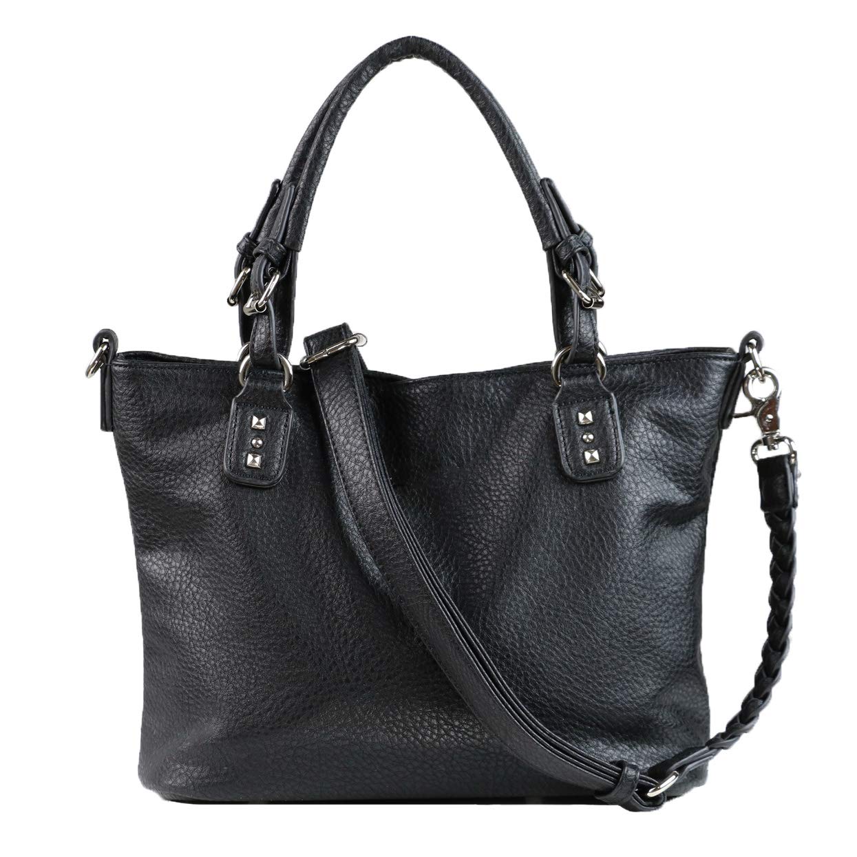 Ella Concealed Carry Tote Bag - Faux Leather Purse with Locking Gun Pocket & Adjustable Braided Strap - Perfect for Women's Everyday Carry, Travel & Self Defense