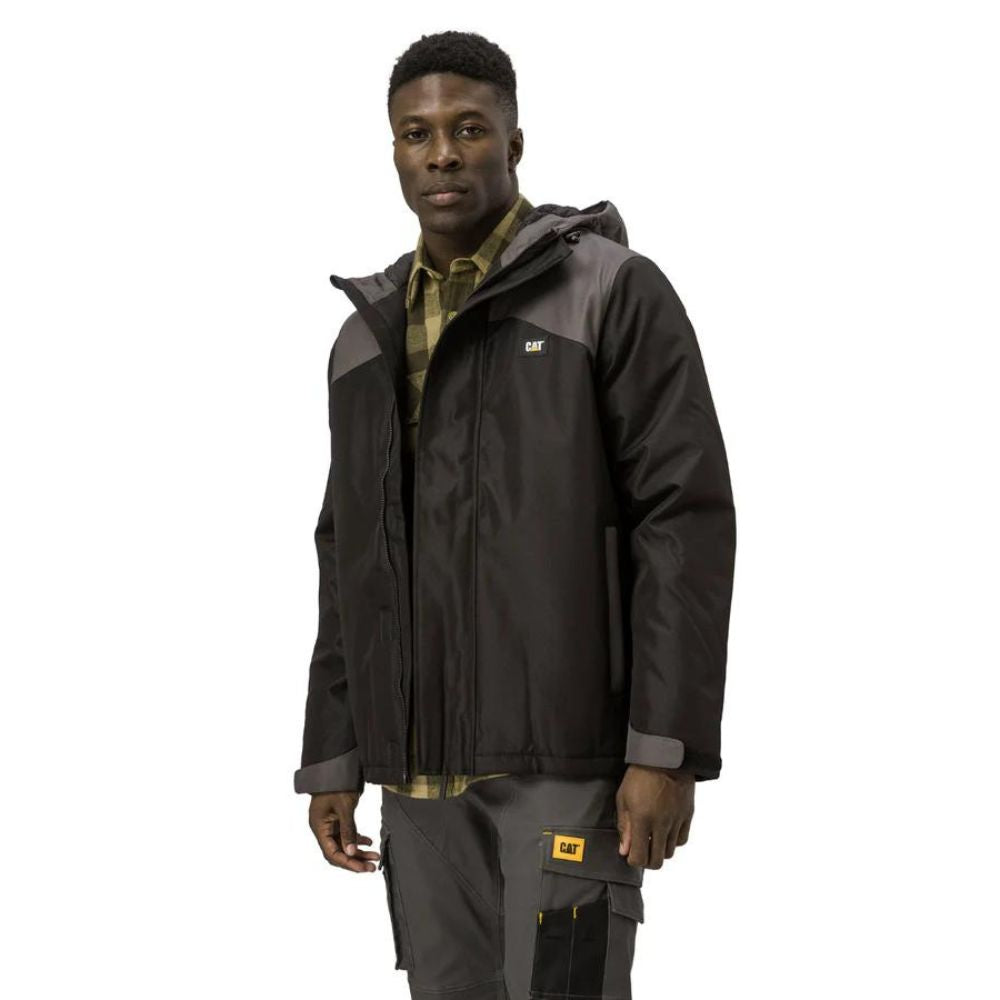 CAT Men's Heavyweight Insulated Work Winter Oxford Jacket - Waterproof Cold Weather Jacket for Construction & Outdoor Work (Black, Style 1040022) | Ideal for Snow Shoveling, Hunting & Winter Commuting