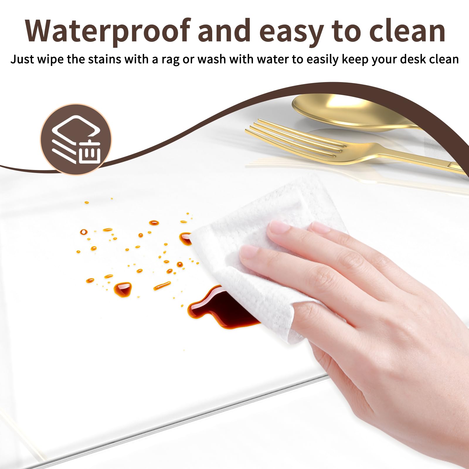 Premium Clear PVC Desk Mat - Non-Slip, Heat Resistant & Waterproof Transparent Desk Protector with Rounded Edges (35.4