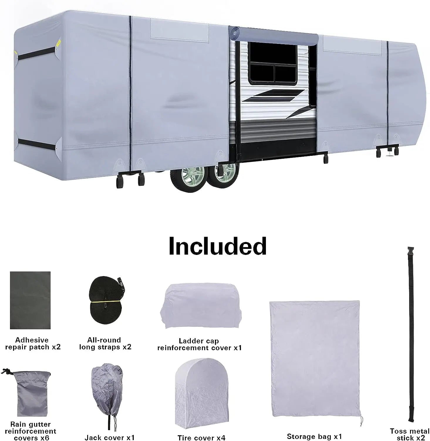 WEIZE 5-Layer 300D Oxford RV Cover for Travel Trailers & Motorhomes 29'1