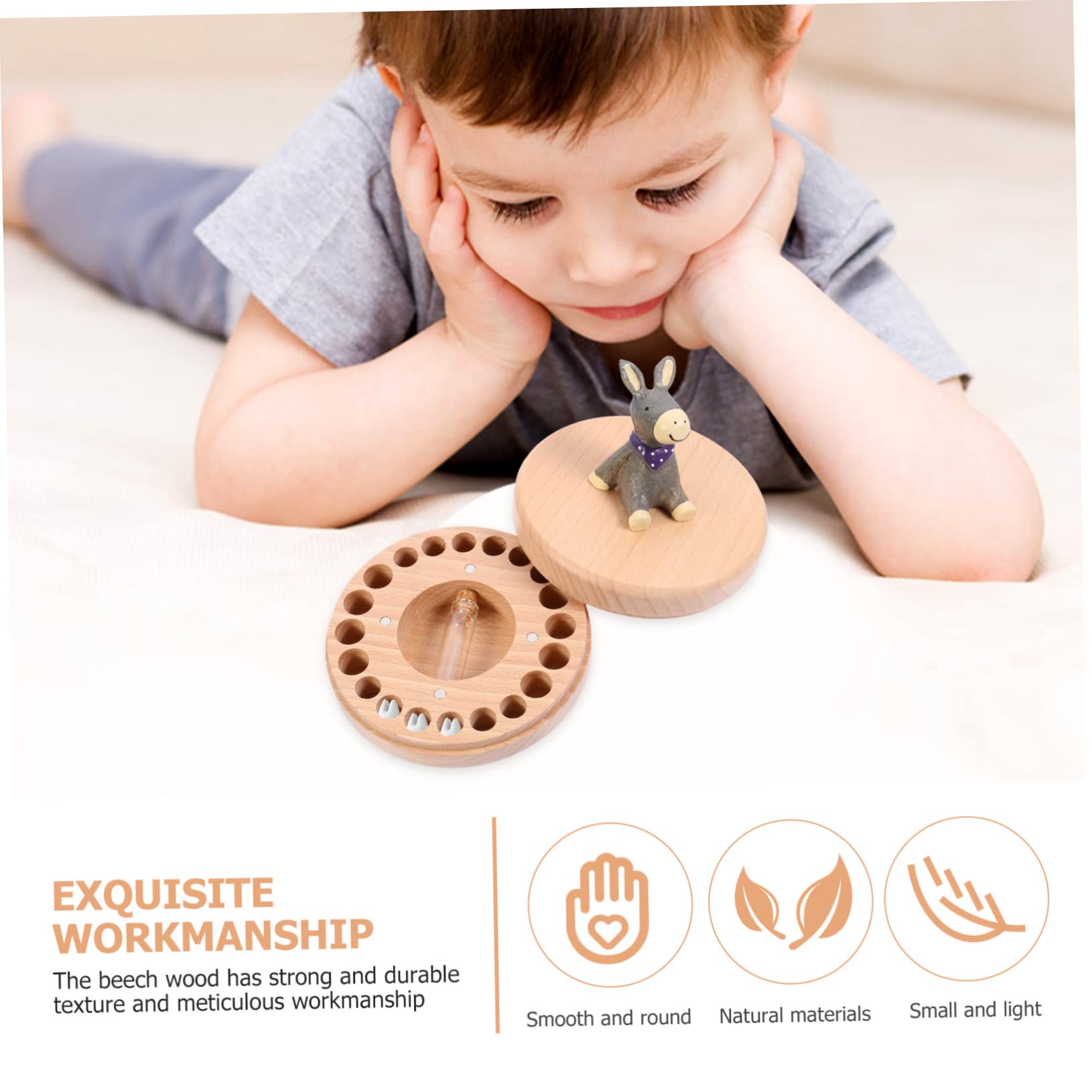 VICASKY 2 Pack Baby Tooth Keepsake Box - Natural Beech Wood First Lost Tooth Storage Case for Kids | Perfect Baby Shower Gift & Childhood Memory Preservation