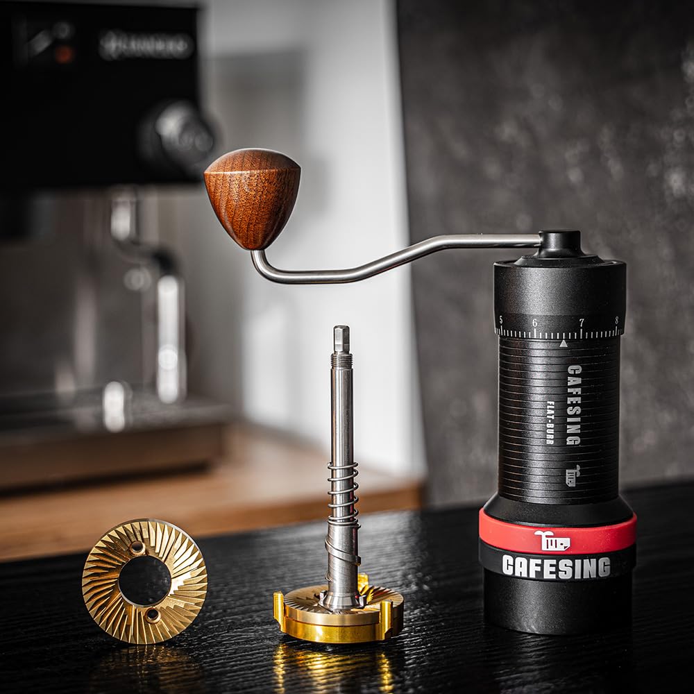 CafeSing ORCA Go Flat Burr Manual Coffee Grinder - Premium Portable Hand Coffee Mill for Espresso, French Press & Pour Over - Perfect for Home, Office & Travel Use
