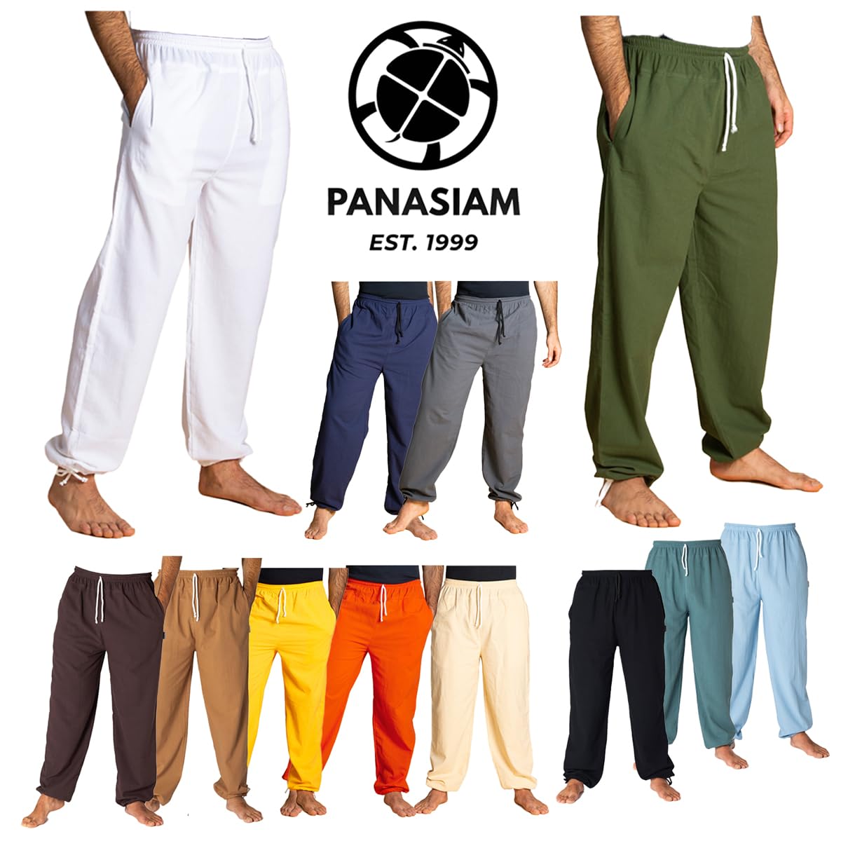 PANASIAM E-Pants - 100% Natural Cotton Soft Opaque Fabric Pants for Men & Women | Comfortable Lounge Wear for Home, Office & Travel