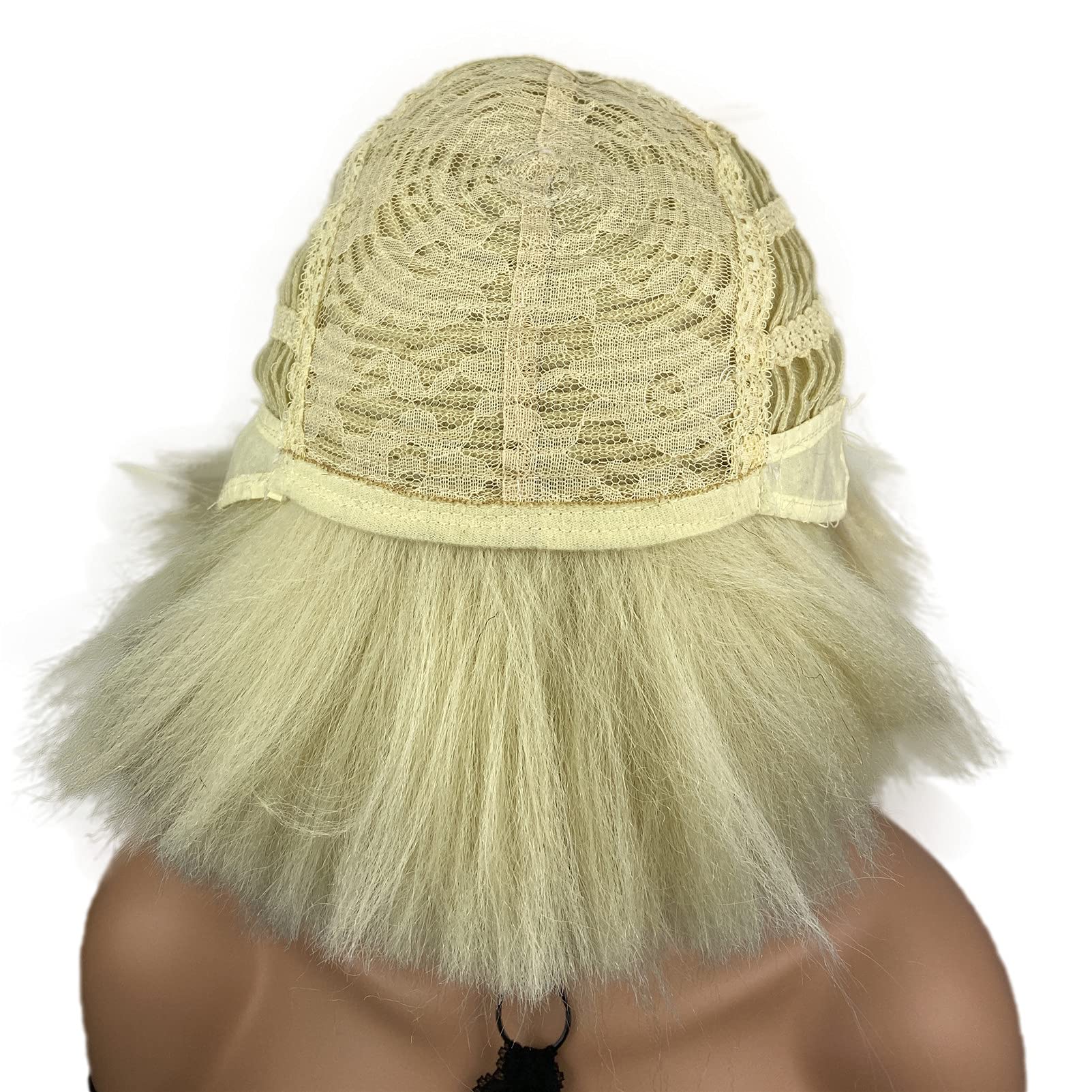 Blonde Bowl Cut Wig - Short Yaki Straight Fluffy Costume Wig for Men & Women | Perfect for Cosplay, Halloween, and Themed Parties