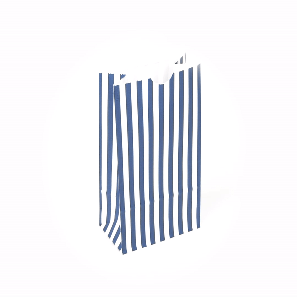 Premium Blue and White Striped Paper Bags - 2 lb Capacity, 4.25