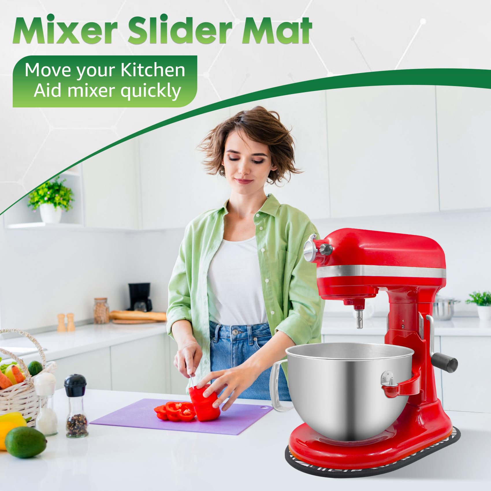KitchenAid Mixer Sliding Mat - Non-Slip Countertop Pad for Artisan 4.5-5 Qt Tilt-Head Stand Mixer, Secure Mixer Mover for KitchenAid Attachments, Ideal for Baking, Cooking, and Countertop Protection