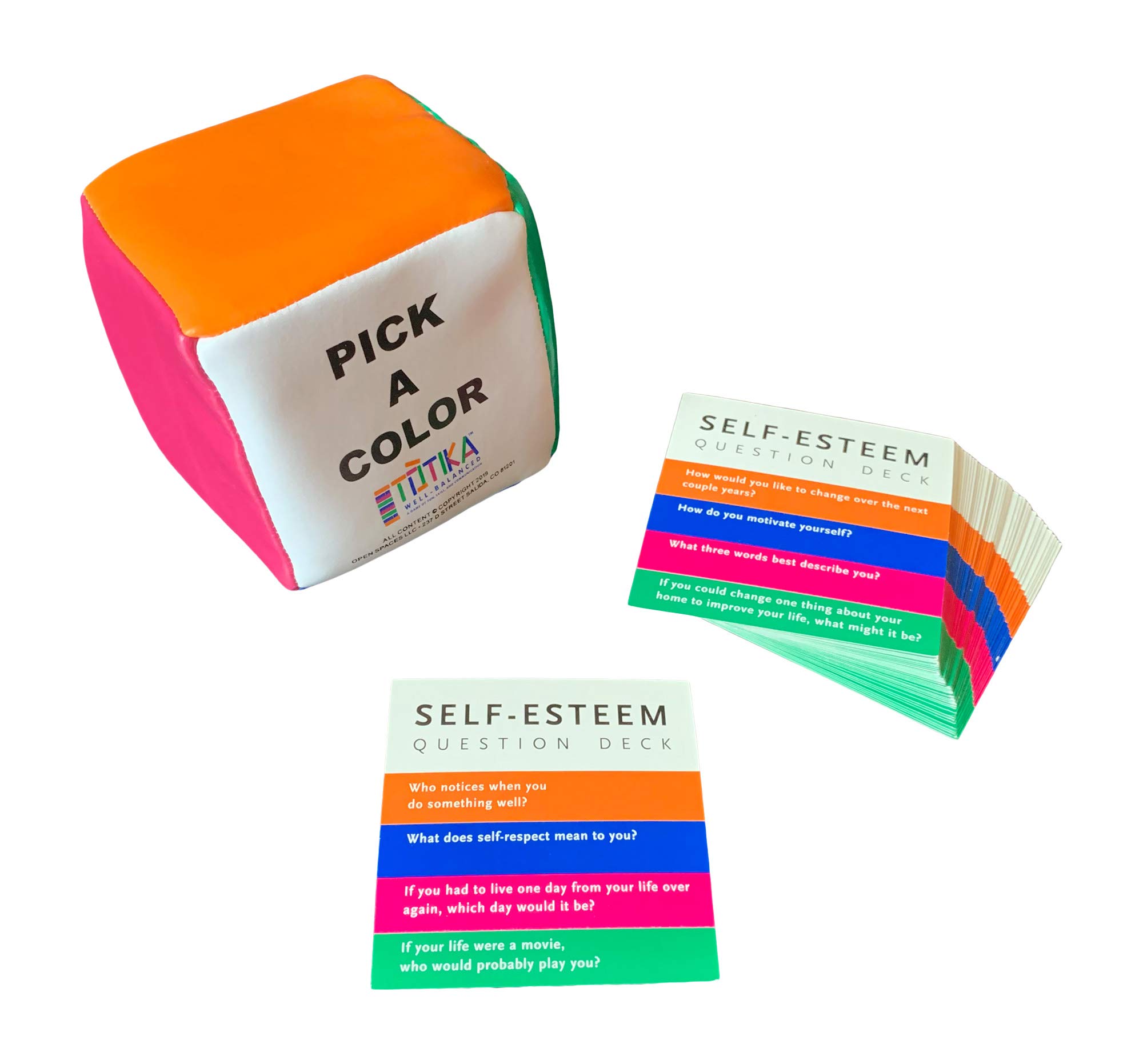 Totika Self Esteem Game - 150 Question Cards & Wooden Cube for Therapy, Counseling & Family Fun - Boost Confidence & Communication Skills