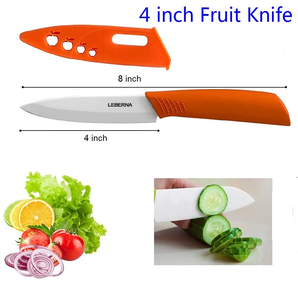 Premium Ceramic Knife Set - 6-Piece Colorful Kitchen Knives with Sheaths (6