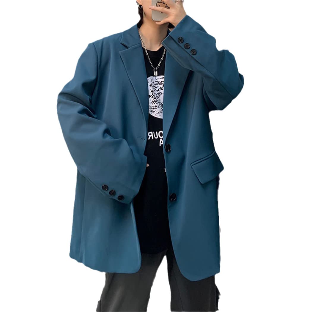 Korean Style Men's Solid Color Blazer - Business Casual Suit Jacket for Office & Streetwear | Slim Fit Loose Dress Jackets for Work, Dating & Special Occasions