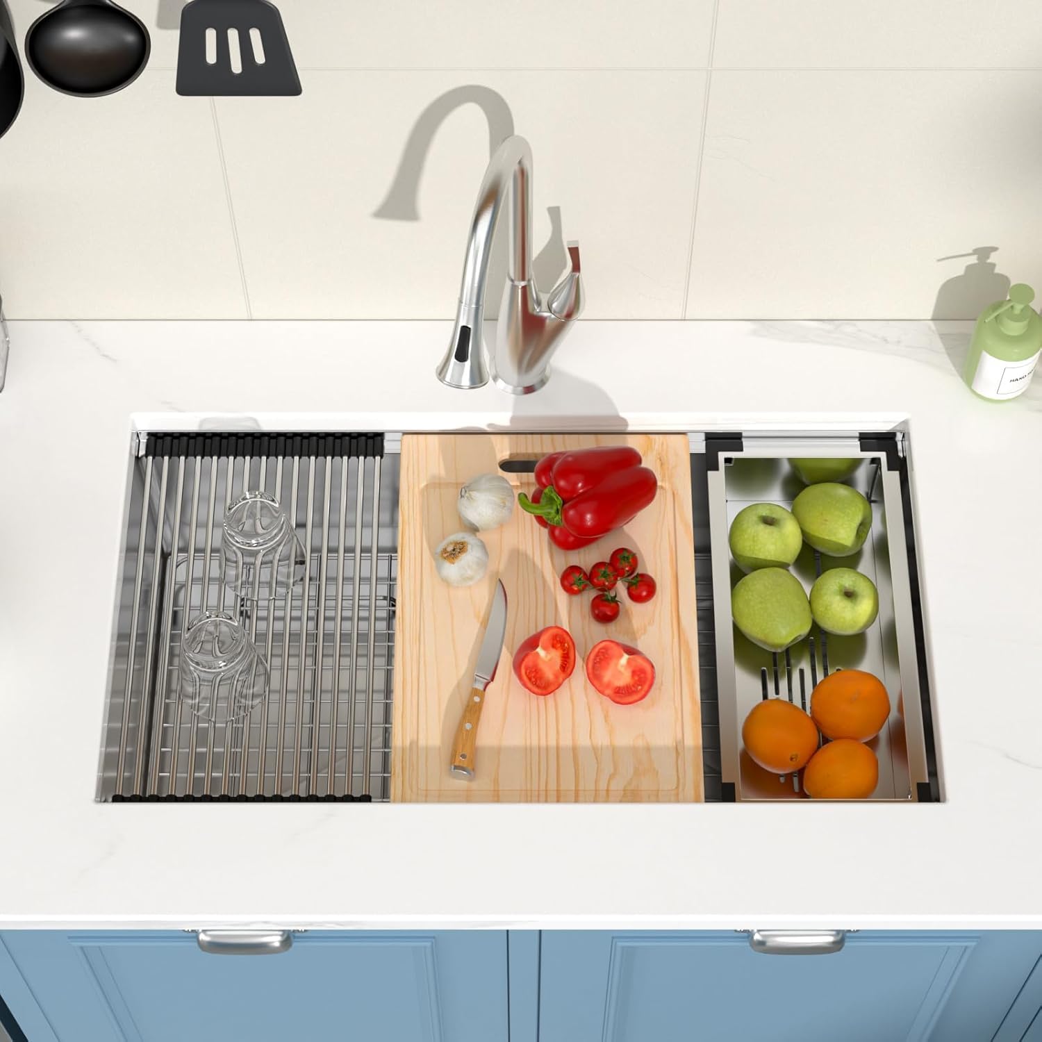 30x18 Inch Undermount Stainless Steel Kitchen Sink - 16 Gauge Single Bowl Workstation Sink with Accessories for Countertop Installation | Perfect for Food Prep, Dishwashing & Modern Kitchen Renovations