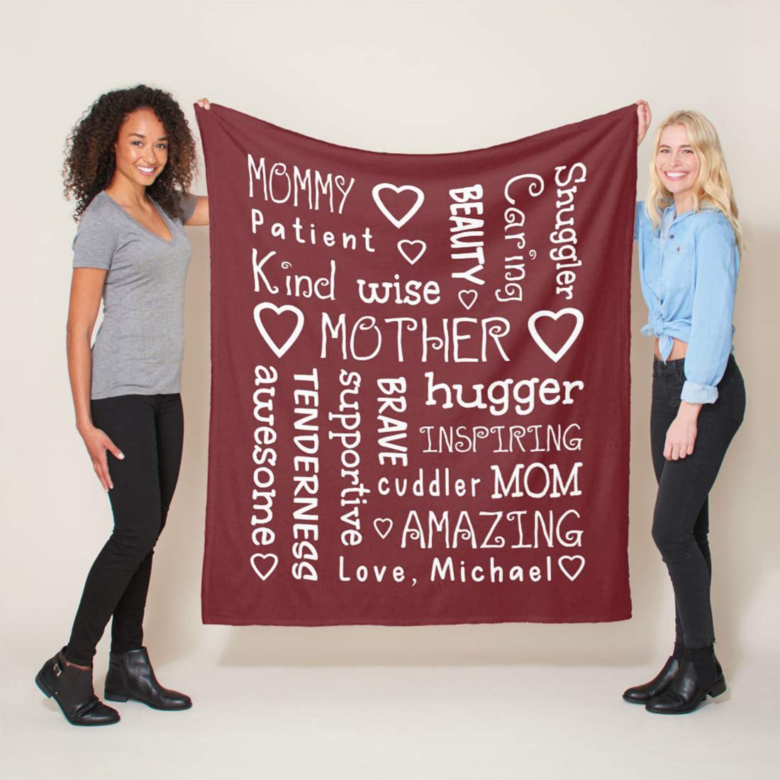 Personalized Fleece Blanket for Mom - Custom Mother's Day Gift from Daughter & Son with Kids' Names - 