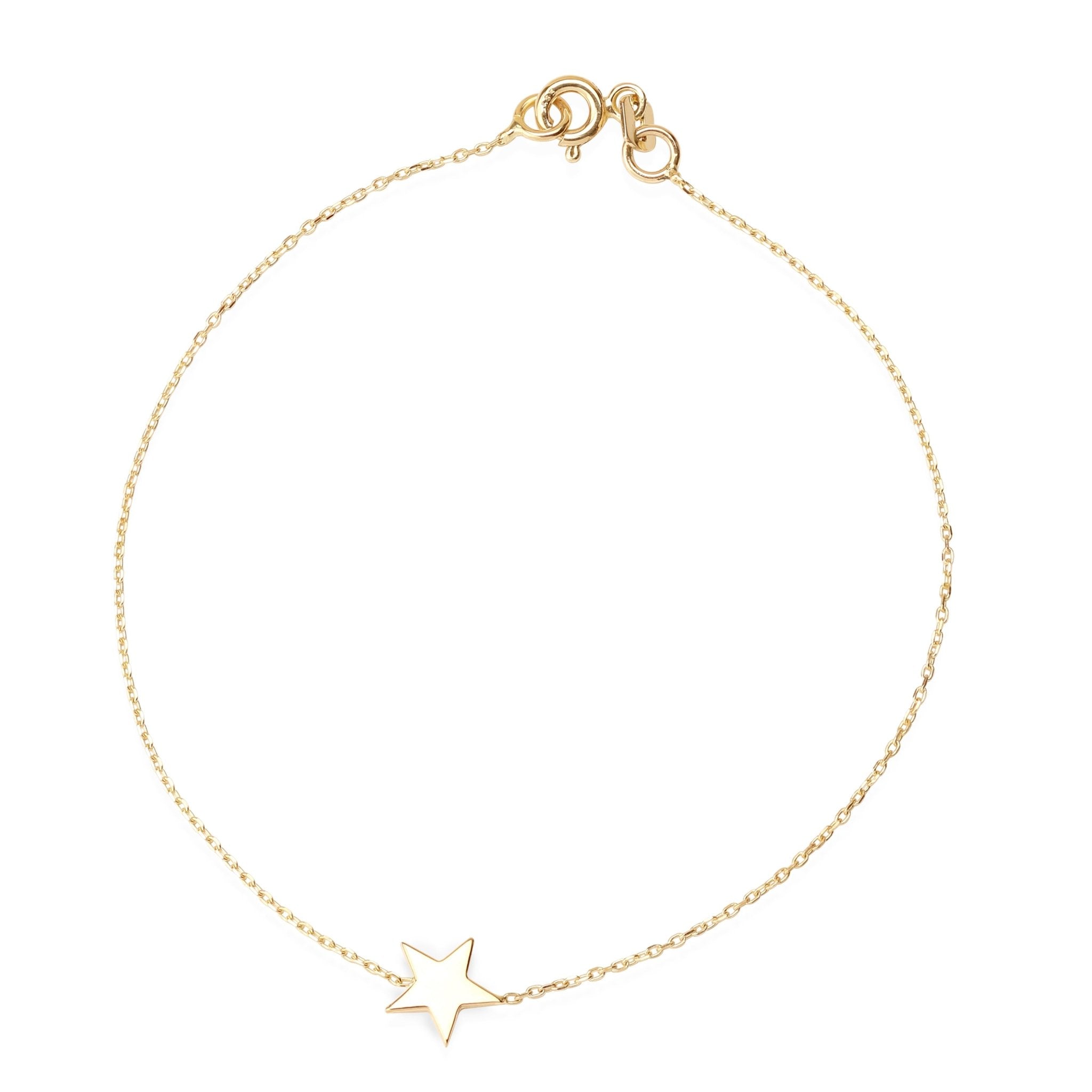 14K Solid Yellow Gold Star Charm Bracelet for Women - Elegant Jewelry Gift for Birthday, Anniversary & Everyday Wear