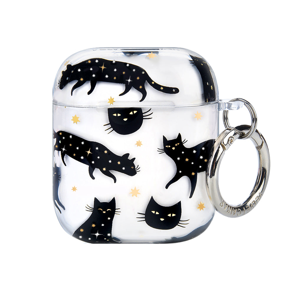 Black Cat AirPods Case - Cute Protective Cover for AirPods 1/2/3 & Pro - Shockproof Silicone Case with Keychain - Perfect Gift for Cat Lovers (Use at Home, Office, Gym & Travel)