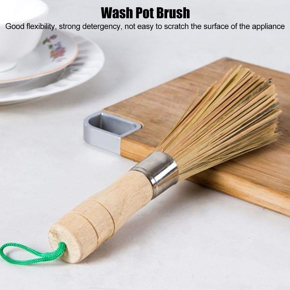 Bamboo Dish Brush with Long Handle - Eco-Friendly Kitchen Scrubber for Pots, Pans & Dishes - Strong Cleaning Power for Tough Stains - Perfect for Daily Dishwashing and Kitchen Cleaning