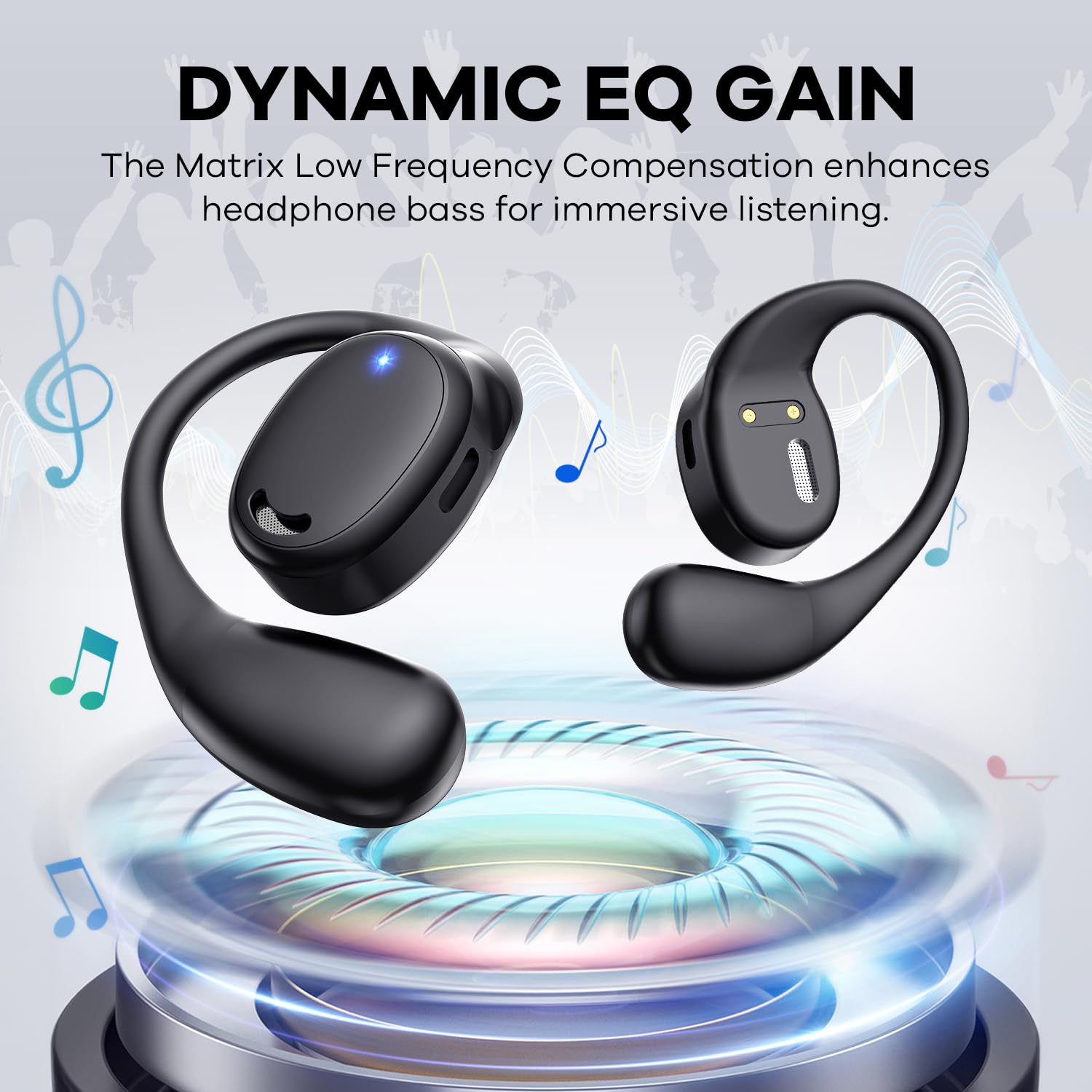 Airflow Pro Open Ear Bluetooth 5.3 Wireless Earbuds - Sweatproof Running Headphones with Immersive Bass for Jogging, Cycling & Outdoor Sports (Black) | Perfect for Gym, Workouts & Active Lifestyle