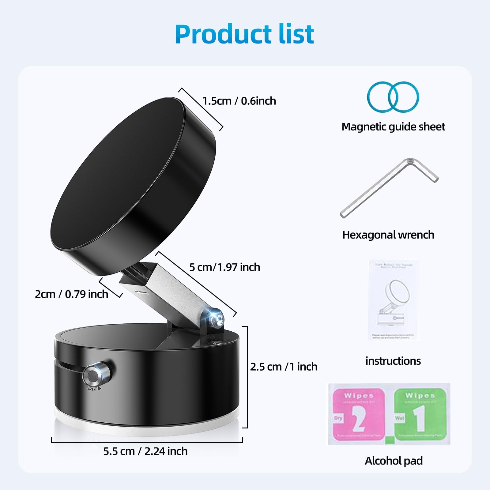 Vacuum Suction Magnetic Phone Holder - Adjustable Car Mount for iPhone 16/15/14/13/12, Foldable Stand for Gym, Shower, Mirror & Dashboard Use