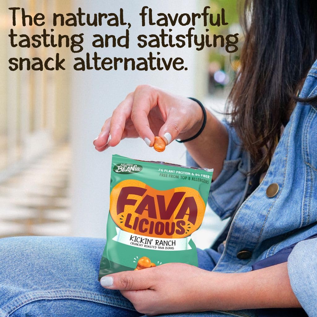 Nuttee Bean Co. - Keto Friendly High Protein Fava Beans Snacks | Crunchy Roasted Favalicious Kickin Ranch Flavor | Healthy On-The-Go Snack for Work, Travel & Fitness | Low Carb Vegan Gluten Free