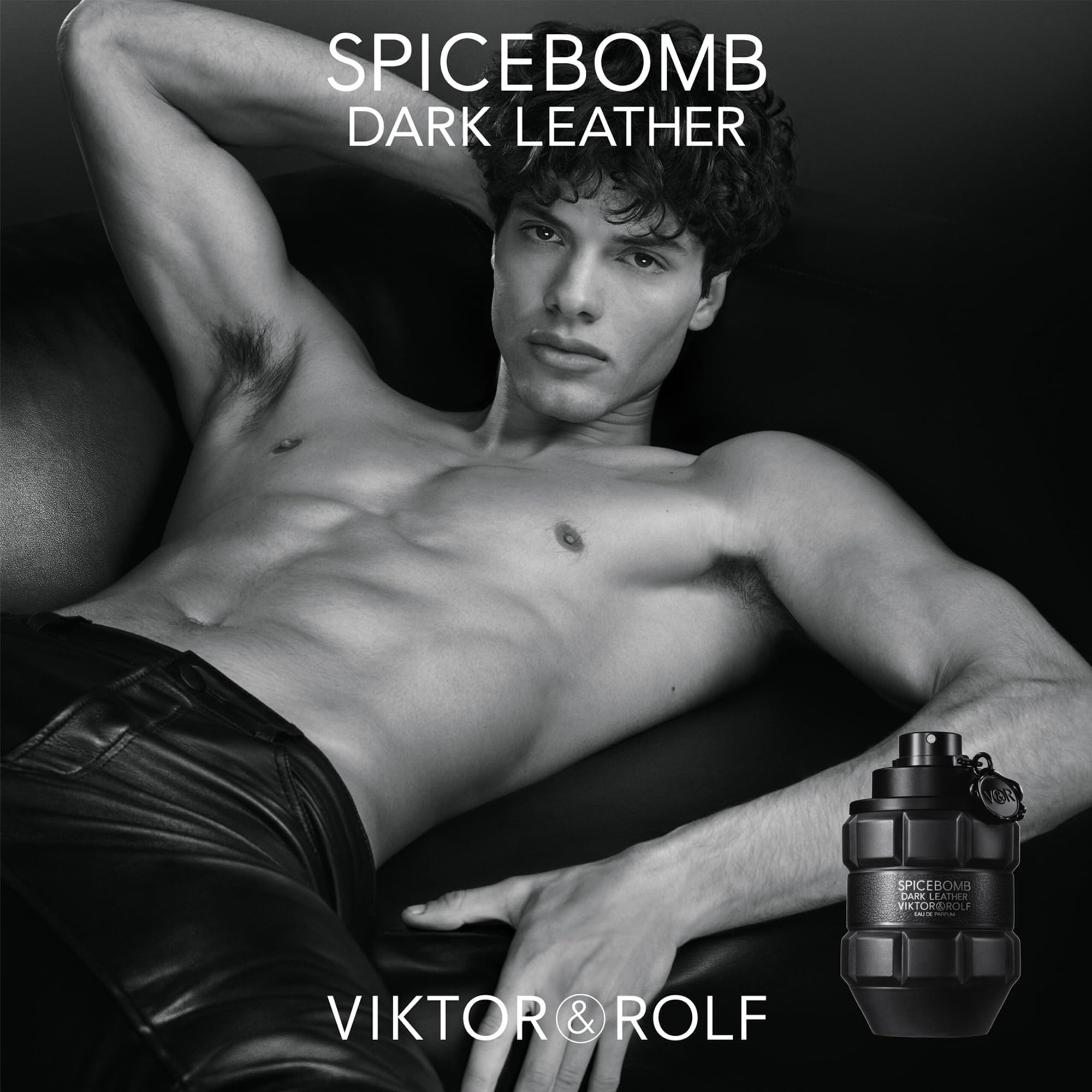 Viktor&Rolf Spicebomb Dark Leather Eau de Parfum for Men - Woody Spicy Cologne with Leather, Incense & Musk Notes - 3 Fl Oz - Perfect for Date Night & Special Occasions