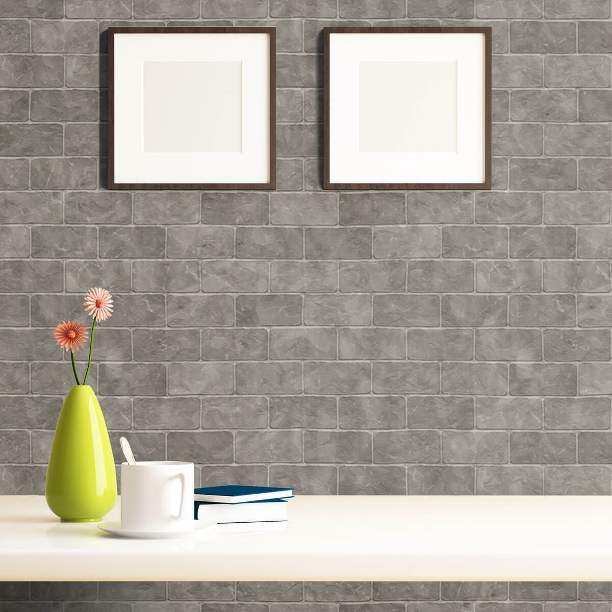 Charcoal Brick Peel and Stick Removable Wallpaper - Self-Adhesive Faux Brick Wall Covering for Home Decor, Accent Walls & DIY Projects