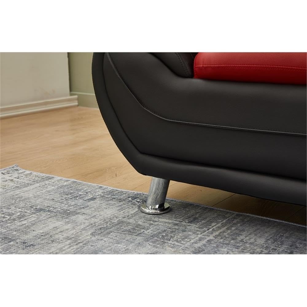 Montac Modern Living Room Chair - Black/Red Accent Upholstered Armchair for Home Office, Lounge & Reading Nook - Comfortable Seating Furniture for Small Spaces